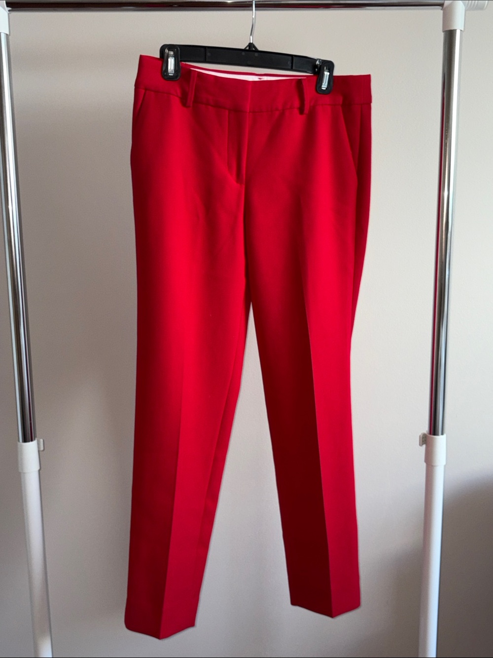 Women's Tomato Red Tailored Dress Pants Ankle Length